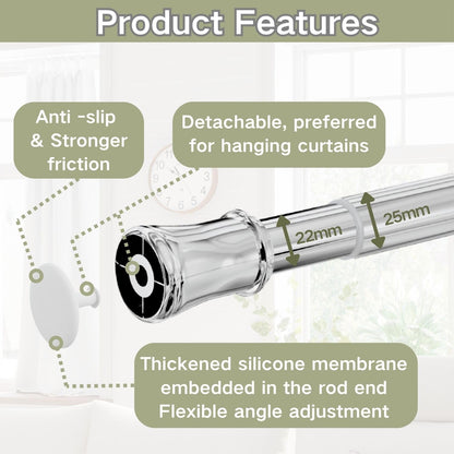 Extendable Telescopic Curtain Rod Extendable Window Tension Rod No Drilling Shower Curtain Pole,Tension Rod for Kitchen