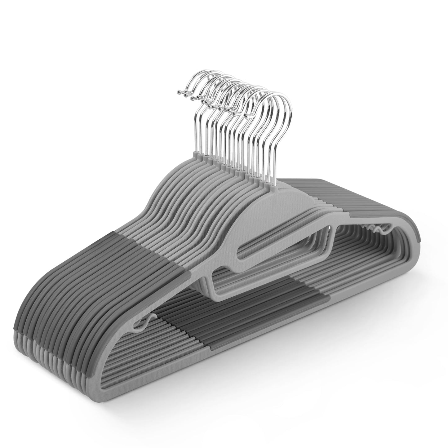 KEPLIN 20-Pack Non-Slip Hangers – Durable, Slimline Design for Space Saving with 360° Swivel, Tie Organiser, Strap Hooks, and S-Shape Opening