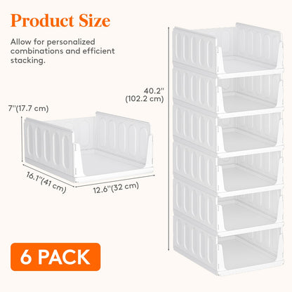 Lifewit 6 Pack Wardrobe Storage Organiser Stackable for Clothes 41 cm Depth