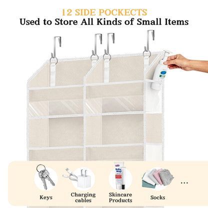 Ofiray-home Over the Door Organiser with 6 Tiers and 12 Compartments, Extra Large Hanging Door Storage with 4 Hooks, 36kg Weight Capacity