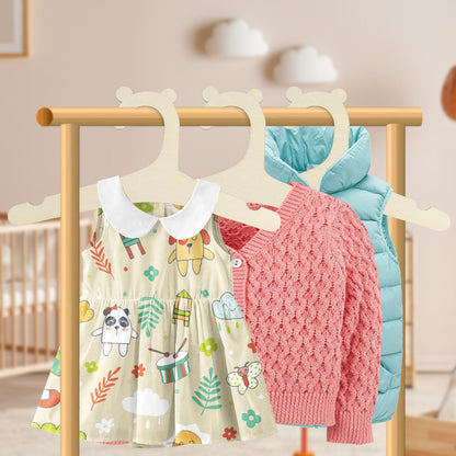 FAMCUCHE 14Pcs Wooden Baby Hangers, Non-Slip Baby Hangers Newborn, Space Saving Wooden Hangers for Clothes, Kids Hangers for Jackets, Dresses