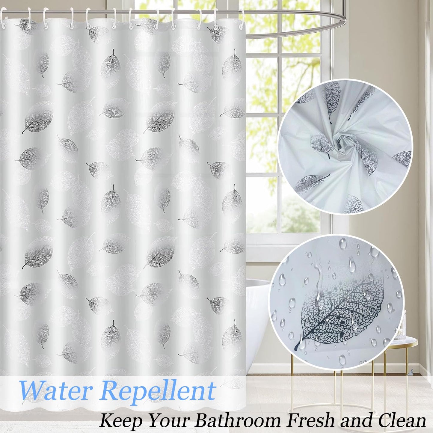 FSTIANXIA Shower Curtain for Bathroom,PEVA Fabric Curtain Bathroom Curtain with Grommets & Hooks,Washable Mould Proof Mildew Resistant