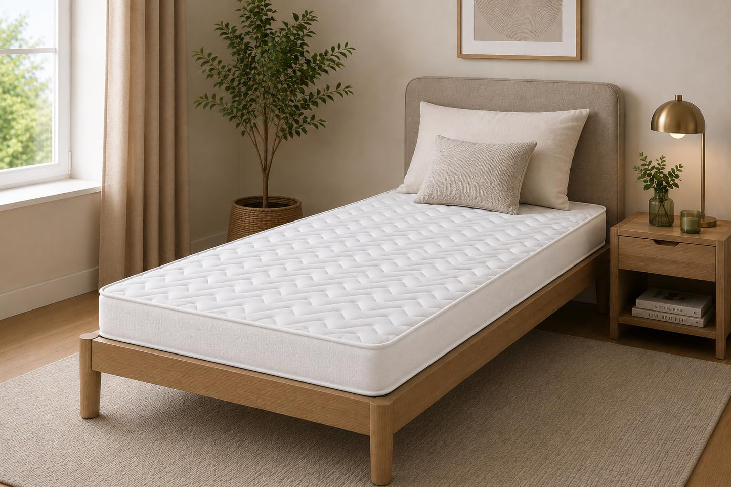 Starlight Beds White Chevron Single Hybrid Mattress