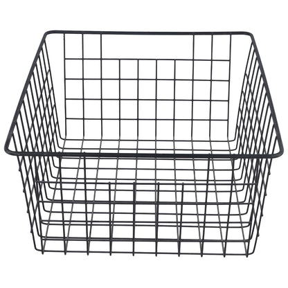 KEILEOHO Wire Storage Basket, Black Metal Organizer, 36 x 29 x 16cm, 4 Pack, for Kitchen Pantry Office