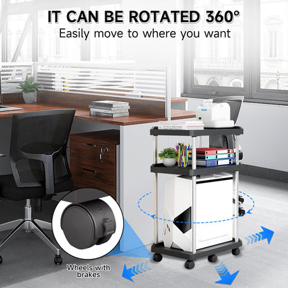 Niciksty 3 Tier Mobile CPU Tower Stand with Wheels, Black