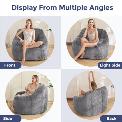 MAXYOYO Bean Bag Chair for Adults or Children, Soft Faux Fur Floor Single with Filling, Comfy Bean Bag Sofa with Back Support, Accent Chair