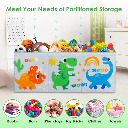 Decalsweet Cartoon Dinosaur Extra Large Kids Toy Storage Box with Lid,Foldable Oxford Toy Storage Organizer Box for Boys-96?32?40cm-Lightweight Toy