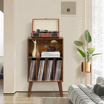 LELELINKY Record Player Stand, Turntable Stand Hold Up To 160 Albums, Brown
