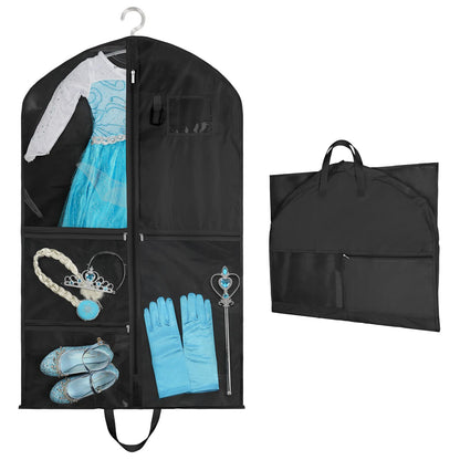 OSDUE Clothes Covers, 40 inch WaterproofHanging Garment Bags with 5 Zipper Pocket and ID Slot Pockets Foldable Kids Dance Costume Garment Bag Travel