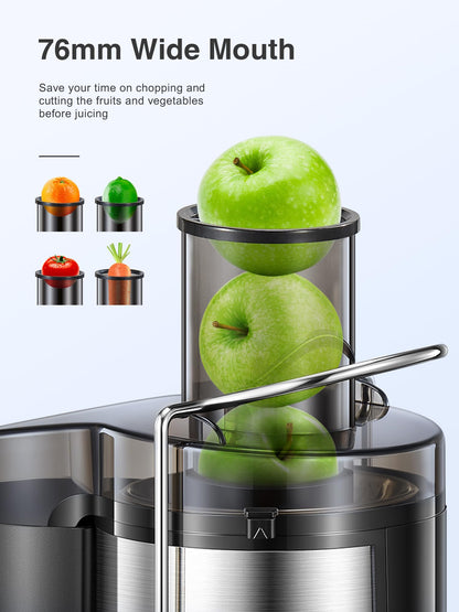 Juicer, Reemix Centrifugal Juicer Machines Whole Fruit and Vegetable, 3-inch Wide Mouth Juicer Extractor with 2 Speeds, Brush Included Easy to Clean