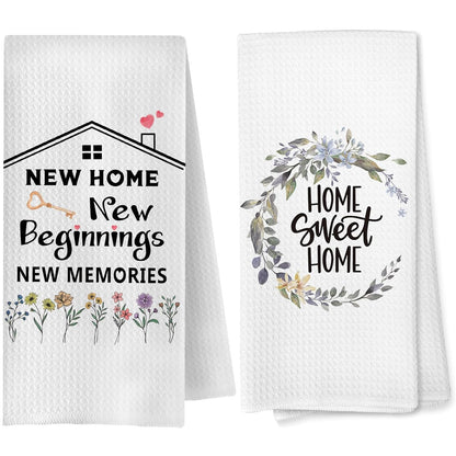 2PCS New Home Gifts Ornament Kitchen Towel House Warming Gifts (White)