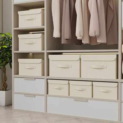 ENUMAIL Cloth Storage Baskets with Handles,Beige 26x20x17cm,3 Pack