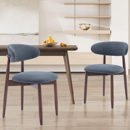 COLAMY Modern Dining Chairs Set with Wooden Legs – Upholstered Fabric Dining Room Chairs with Curved Backrest, Soft Cushion Seat