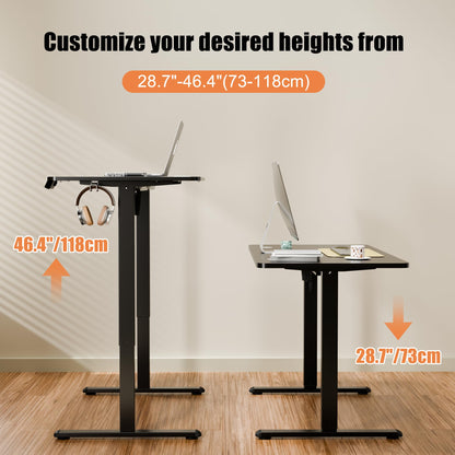 ERGOMAKER Electric Standing Desk 140x60cm, 2 Memory Presets, Black