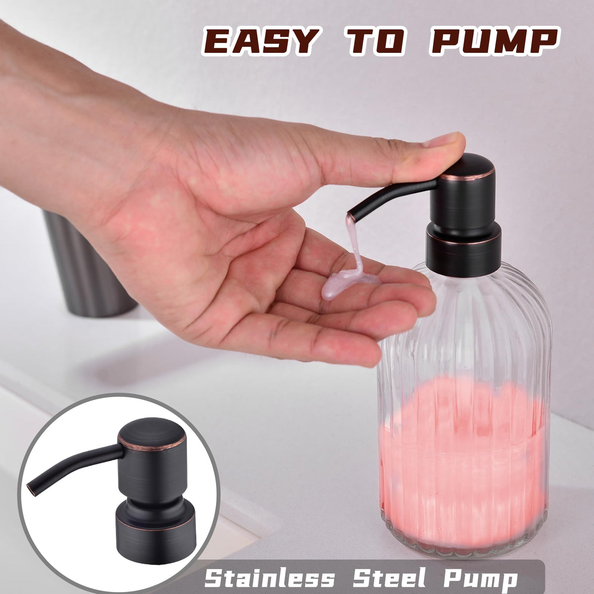 Leetcp Soap Dispenser, Dish Soap Dispenser, Bathroom Liquid Soap Dispenser, with Rustproof Stainless Steel Pump