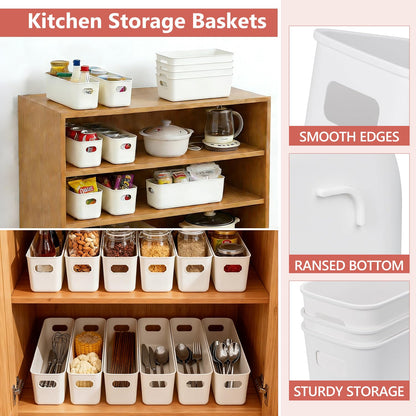 Cartlant 6 Pack Small Storage Baskets Narrow Plastic Bathroom Storage Box