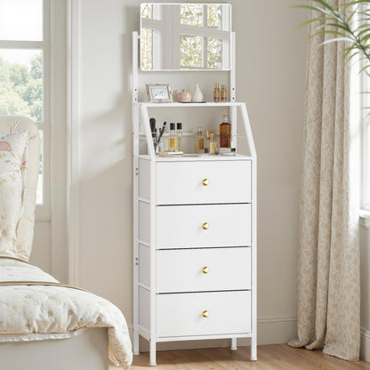 OYRREU Chest of Drawers with Adjustable Mirror, 2-in-1 Dresser, White