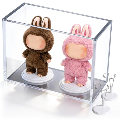 Mcbazel Premium Thick Acrylic Display Case Compatible with Labubu Doll, 92% UV Protection & Dustproof, Magnetic Display Box for POP MART Labubu