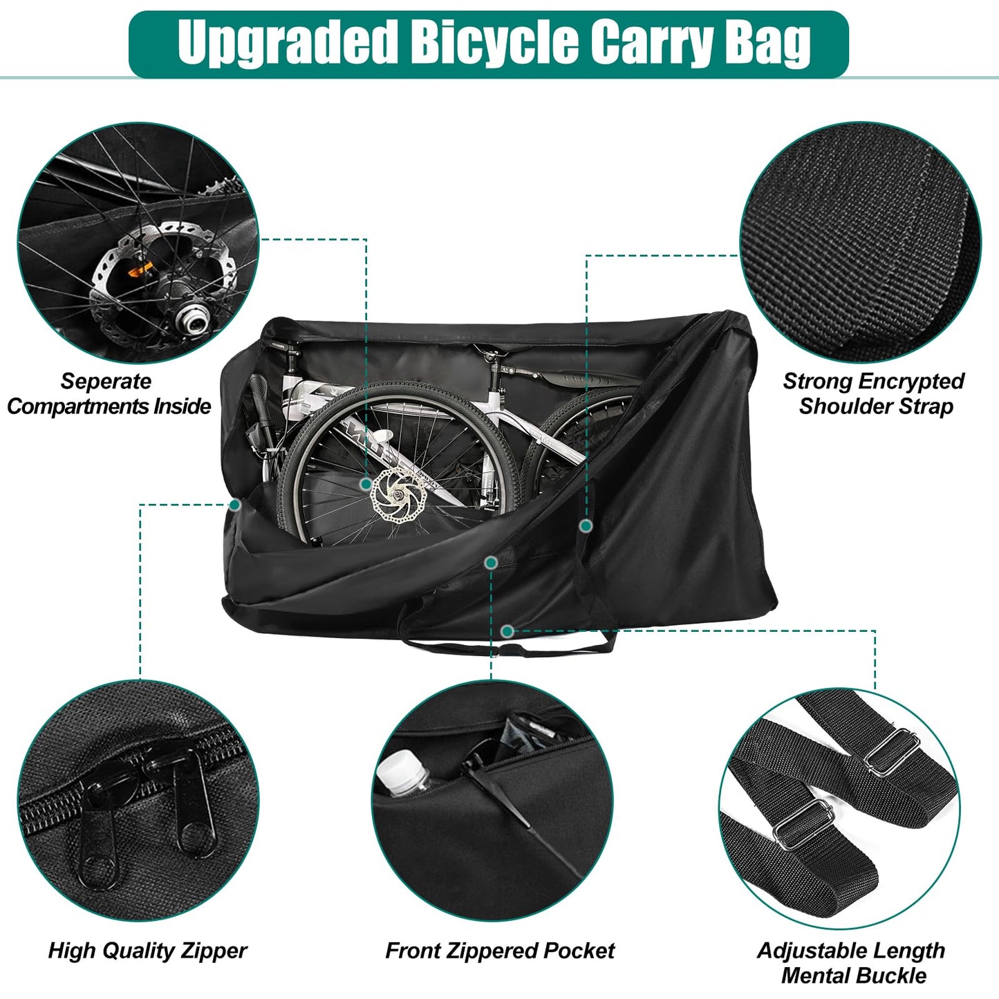 Bike Travel Bag for Airplane?Folding Bike Transport Bag for 26 inch to 29 inch Mountain Bicycle,Heavy Duty 840D MTB Road Bike Travel Bag with Strong