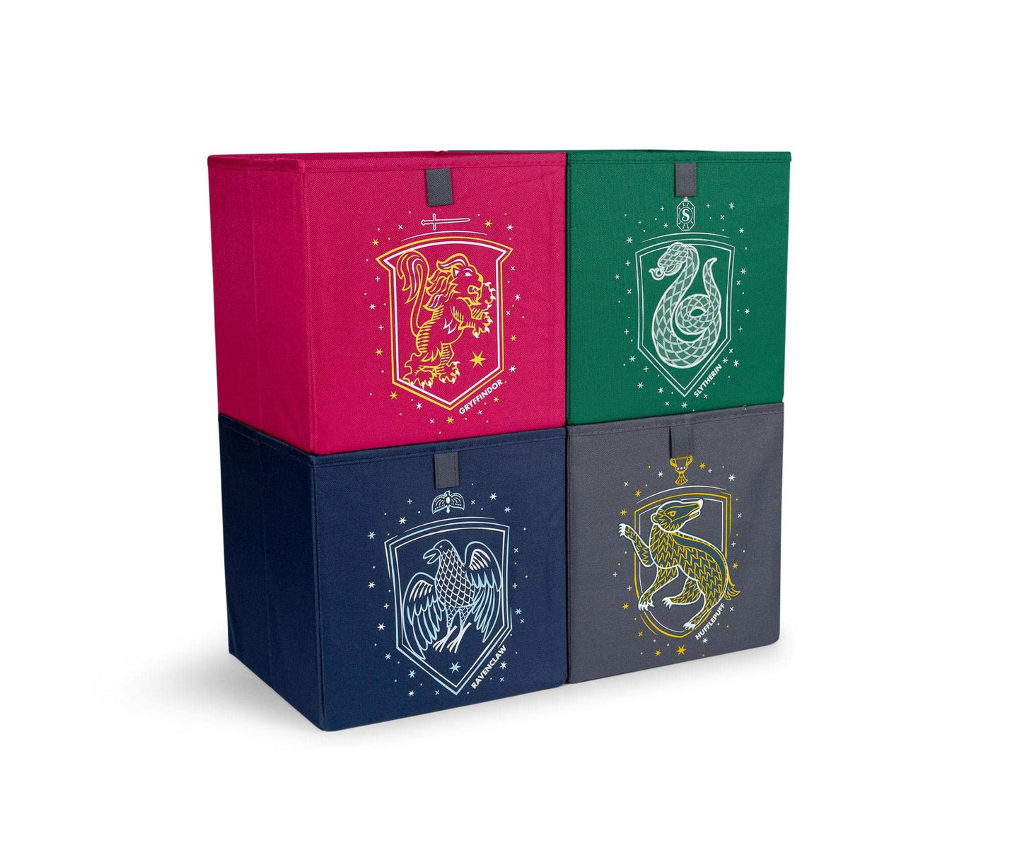 Harry Potter Hogwarts Houses 11-Inch Storage Bin Cube Organizers | Set of 4, Red, One Size (RBF-16686-C)