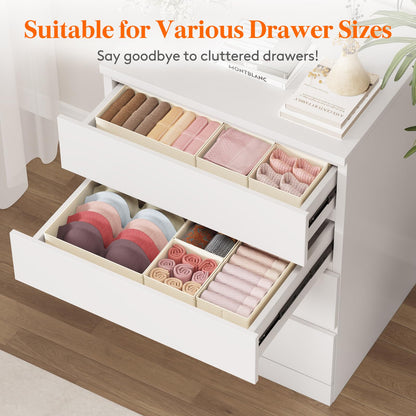 Lifewit 16 Pack Drawer Organiser, Dividers for Closet, Khaki