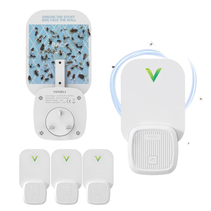 VEYOFLY Fly Trap Indoor, Fruit Fly Traps for Indoors, (4 Device + 12 Refills) Gnat Traps for House Indoor, Fly Catcher Indoor, Safer Plug in Light