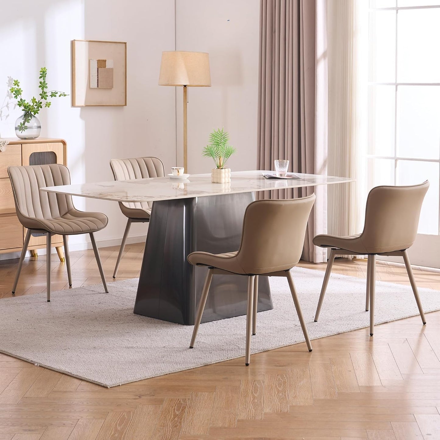 YOUNIKE Dining Chairs Set of 2 Modern Kitchen Dining Room Chairs, Khaki