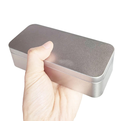 Thintinick 7 Pieces Rectangular Metal Empty Tins, Silver, 15x7x4cm
