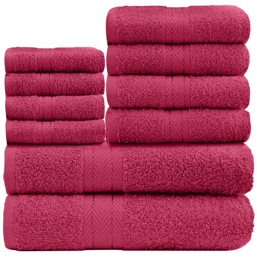 GC GAVENO CAVAILIA 10 Piece Towel Bale Set | Quick Drying Cotton Towel Highly Absorbent 450 GSM Deep Red Towels Set | Bathroom Towels Bale Set 4x Face