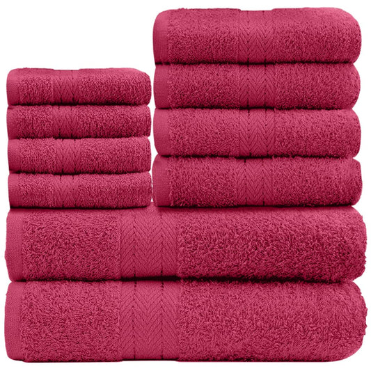 GC GAVENO CAVAILIA 10 Piece Towel Bale Set | Quick Drying Cotton Towel Highly Absorbent 450 GSM Deep Red Towels Set | Bathroom Towels Bale Set 4x Face