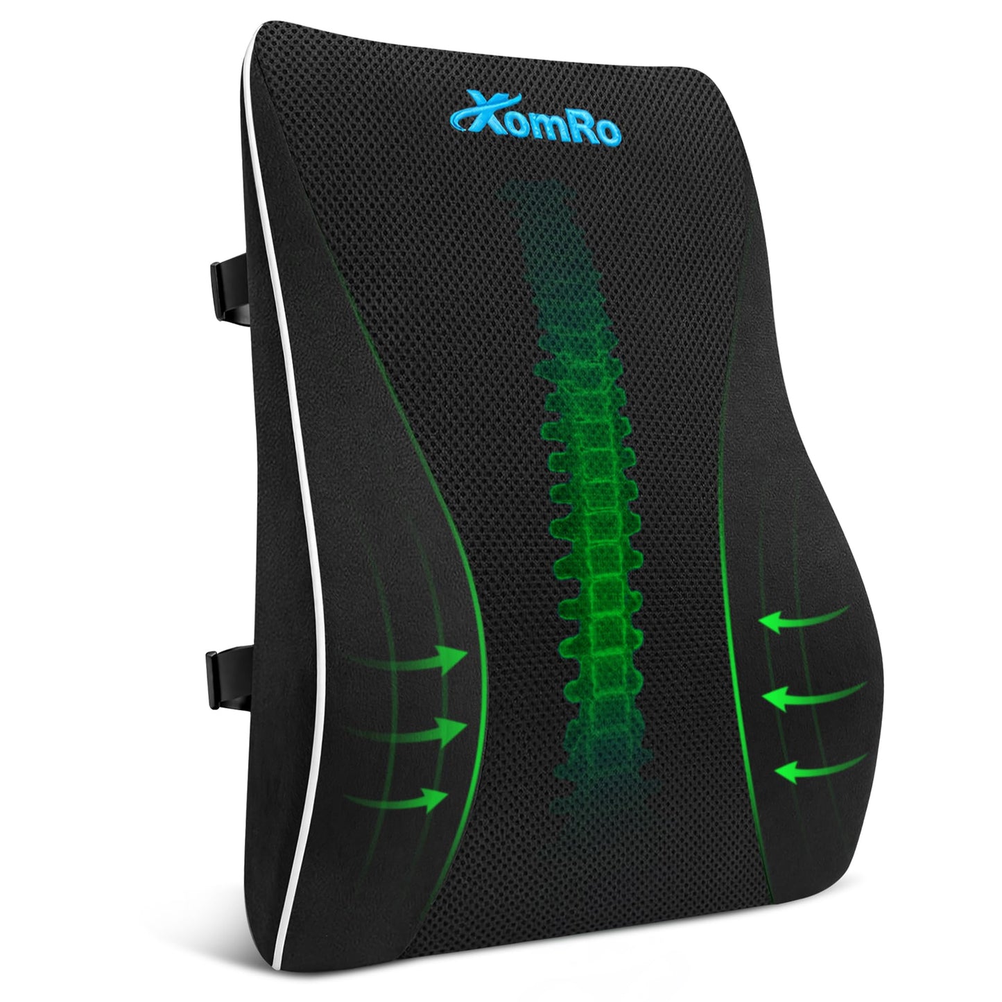 XomRo Lumbar Support Pillow Office Chair Gaming Car Seat Memory Foam Back Support Cushion Ergonomic Contour Posture Support Orthopedic Design