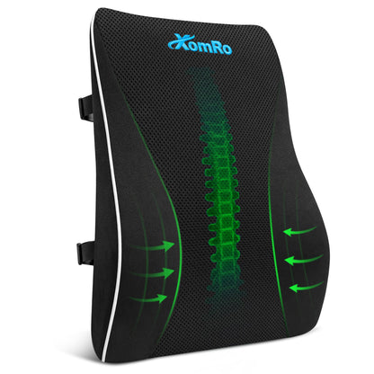 XomRo Lumbar Support Pillow Office Chair Gaming Car Seat Memory Foam Back Support Cushion Ergonomic Contour Posture Support Orthopedic Design