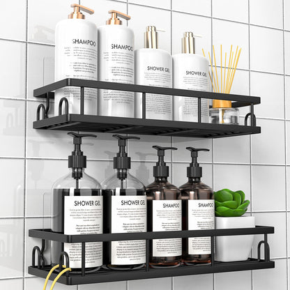 UUlioyer Shower Caddy, Shower Shelf No Drilling (Black-2 Pack)