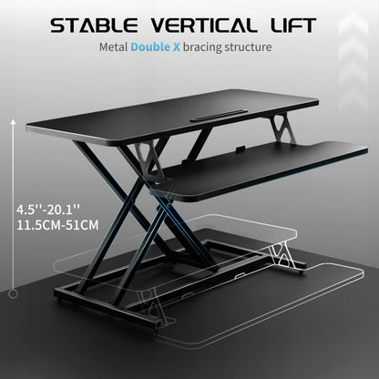 ERGOMAKER Height Adjustable Standing Desk Converter 101cm(40 Inch), Black
