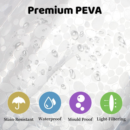 JRJRN Semi Transparent Shower Curtain 180 X 200 Cm, Peva Mould Proof Liner