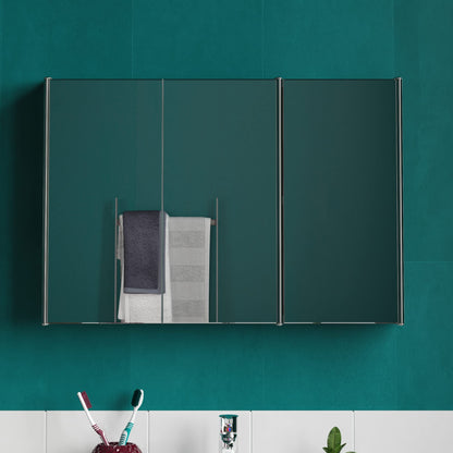 Bath Vida Tiano Bathroom Cabinet Triple Mirror Wall Mounted Stainless Steel Modern Storage Cupboard