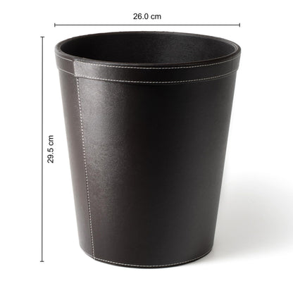 Osco Faux Leather Waste Bin – 12 Litre Round Waste Paper Basket – Stylish Leather Finish Bin for Home Office, Study, Bathroom, Desk