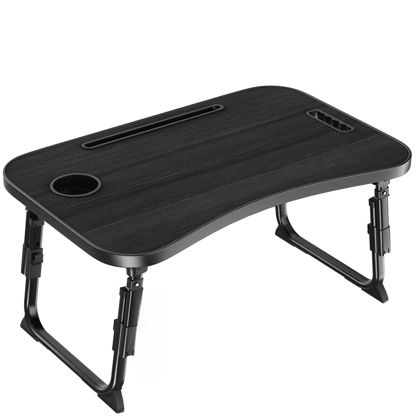 Laptop Table Height Adjustable, Foldable Bed Desk with Cup Holder & Phone Slot, Portable Lap Tray for Working, Eating, and Reading