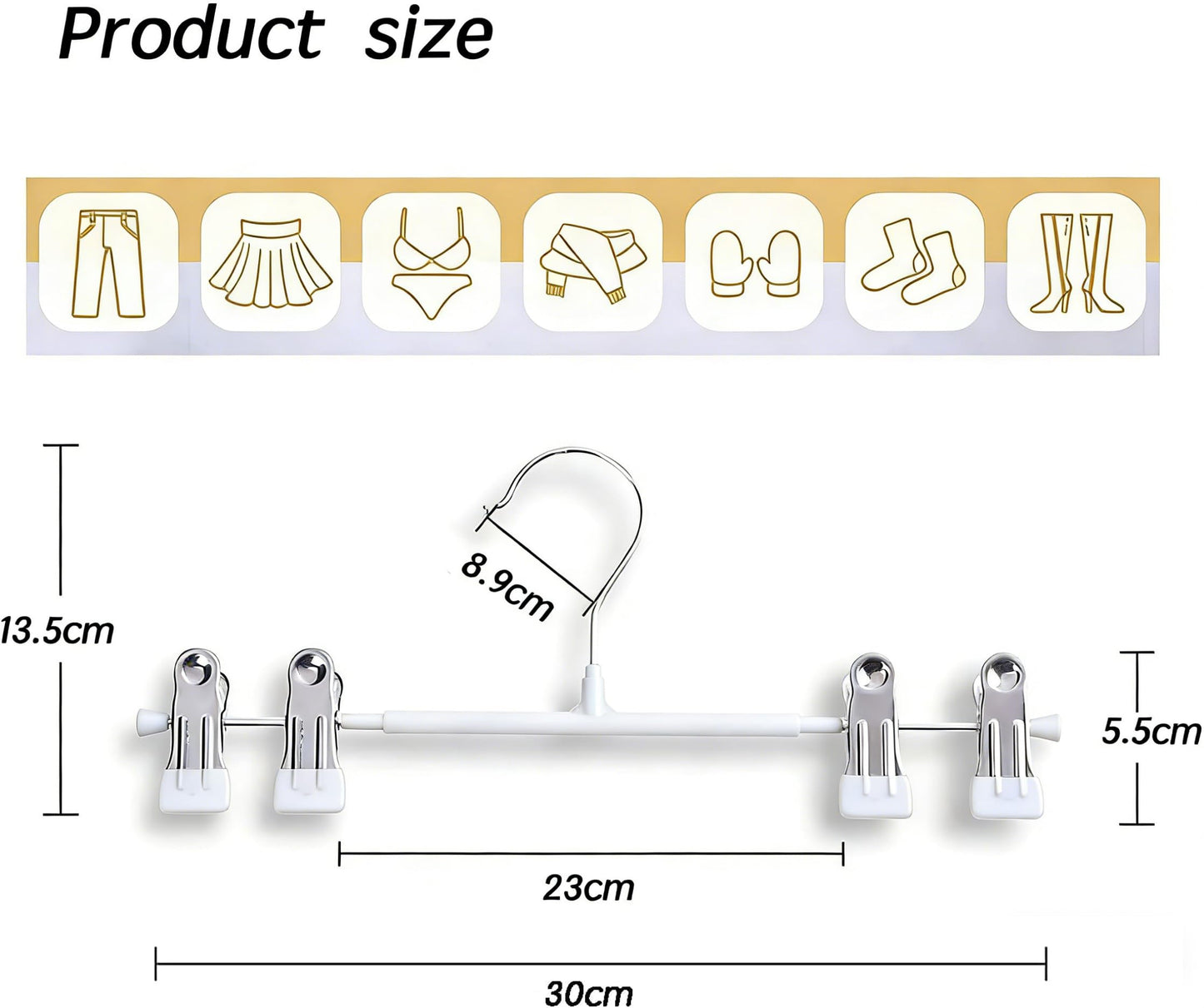 Supmaker 20 Pack Trouser Hanger, 30cm Pants Hangers Space Saving Skirt Hangers with Adjustable Clips,Heavy Duty Clothes Coat Garment Jeans Hangers