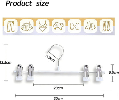 Supmaker 20 Pack Trouser Hanger, 30cm Pants Hangers Space Saving Skirt Hangers with Adjustable Clips,Heavy Duty Clothes Coat Garment Jeans Hangers