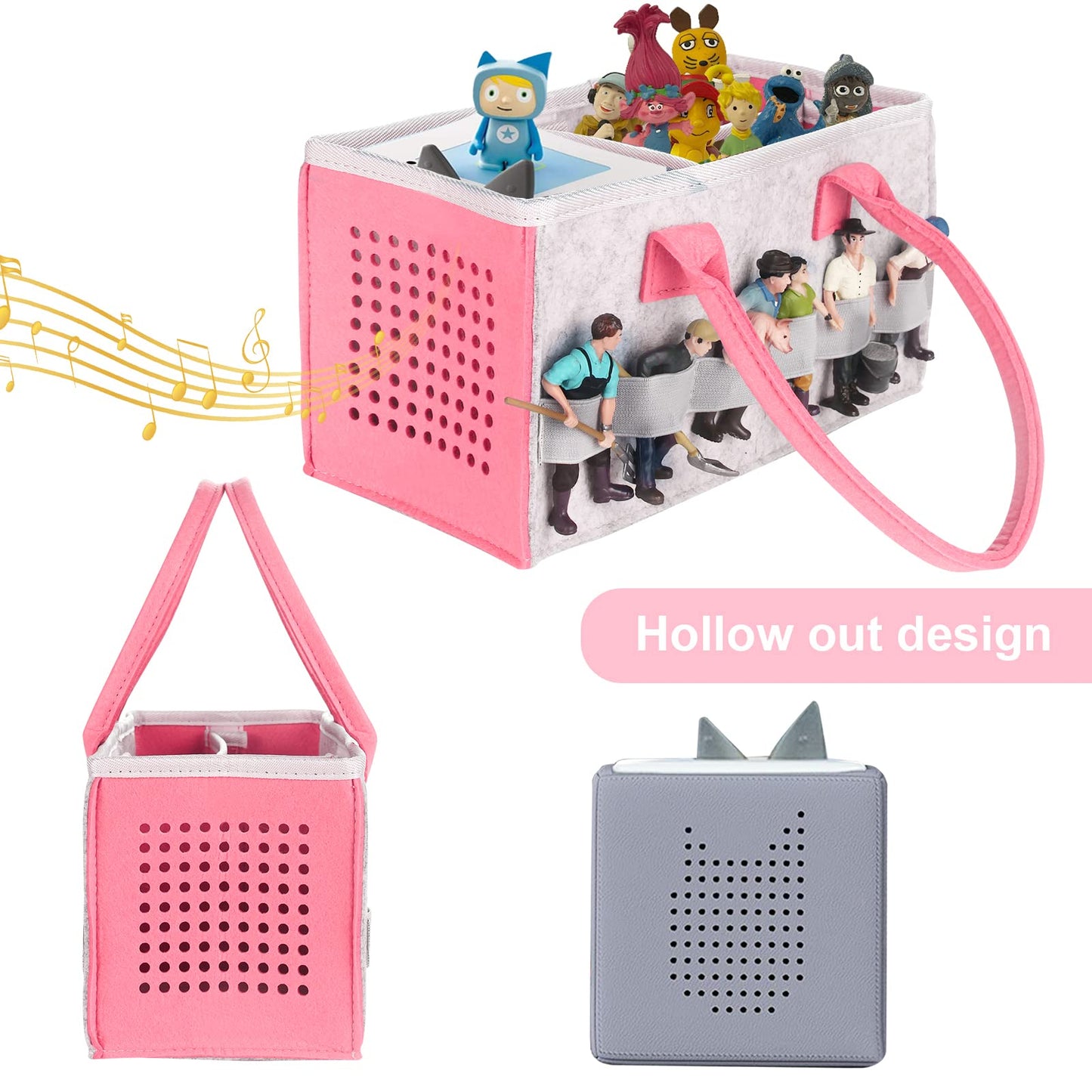Shudyear Carry case for Toniebox Starter Set and Accessories Storage Bag,Felt Organizer Bag for Toniebox Audio Player and Figurine,Travel Carrying