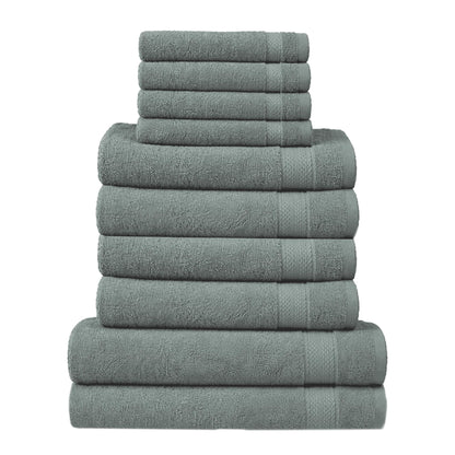 RAYMSTER 10 Piece Egyptian Cotton Towel Set - 2 Bath, 4 Face, & 4 Hand Towels Set for Daily Use - Soft, Highly Absorbent, Quick Dry, and Lightweight