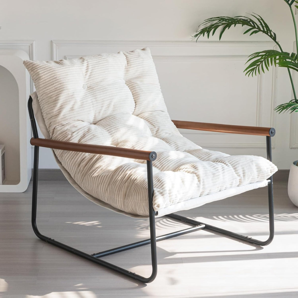 MAXYOYO Modern Accent Chair,Comfy Armchair for Living Room Lounge Chairs with Sturdy Metal Frame Wood Armrest Reading Chair Occasional Chairs with