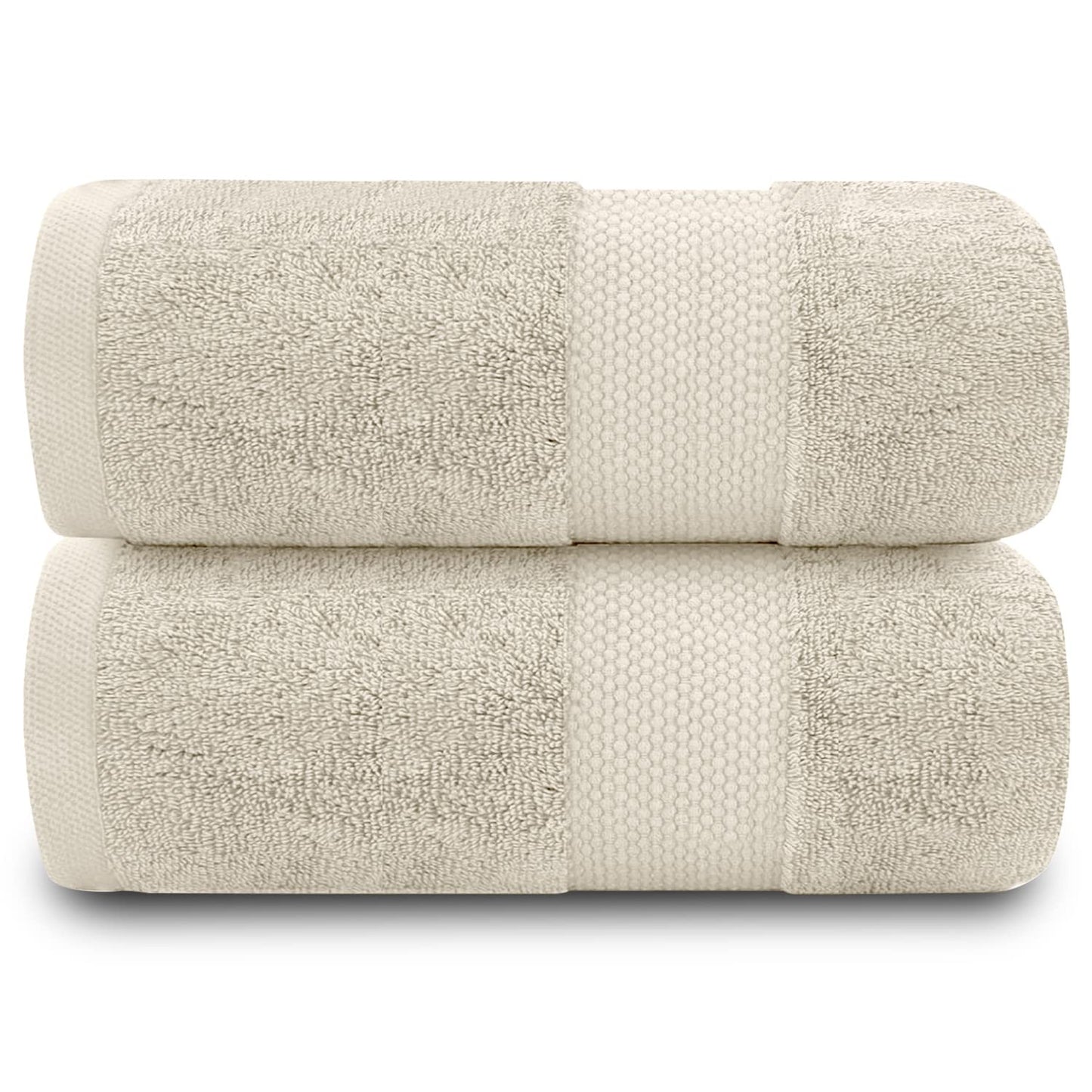 GC GAVENO CAVAILIA Fade Resistant Bathroom Towels Set, 700 GSM Premium Quality Extra Absorbent 100% Cotton Bath Towel, Cream, 2PK Bath Sheet