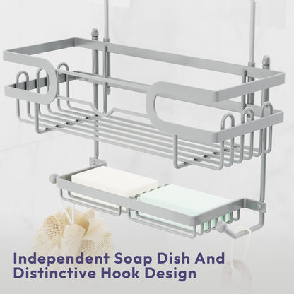 SWTYMIKI Shower Caddy Hanging - 3 Tier Over Door Shower Shelf With 16 Hooks and 2 Soap Dish, Rustproof Hanging Shower Organiser