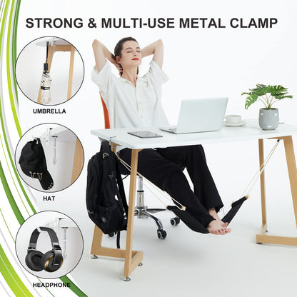 Auoinge Canvas Foot Rest Hammock, Adjustable Mini Foot Rest Stand Under Desk for Home and Office