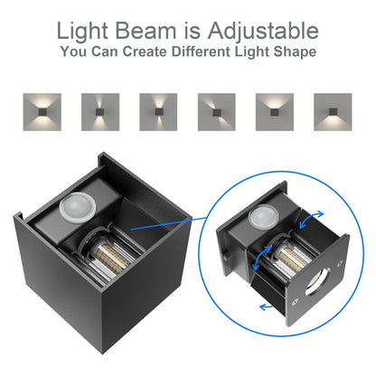 Klighten 2PCS Outdoor Wall Light with Motion Sensor, Waterproof IP54 Outside Wall Lamps with Sensor, Adjustable Beam Angle, Natural White 4000K, Dark