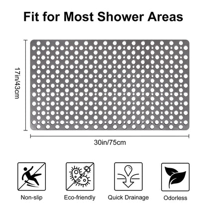 Bathtub Mat and Shower Mat Non Slip: 43 x 75 cm Soft TPE Bath Tub Mat with Suction Cups and Drain Holes, Anti Slip Shower Mats for Inside Shower