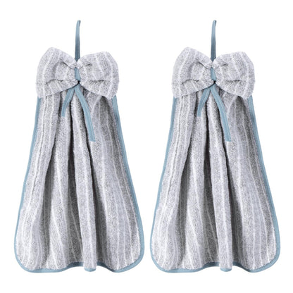 sourcing map 2Pcs Bow Hand Towels with Hanging Loop, 14.2" x 11.8" Soft Coral Fleece Microfiber Bowknot Hanging Hand Dry Towels Quick Dry and