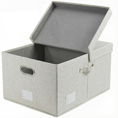 Prandom Storage Boxes with Lids Extra Large,58x40x30cm,Beige[1-Pack]